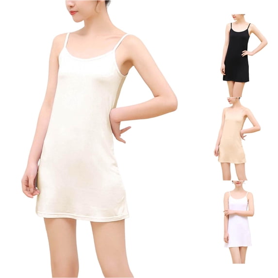 DHFJKG Full Slip Dress For Women Adjustable Spaghetti Strap Under Dress Cami Mini Slips Undergarment Nightgown