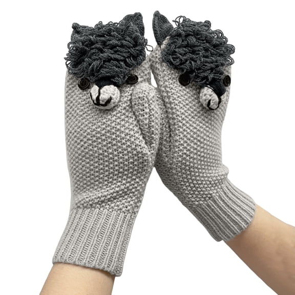 DHFJKG Funny Animals Knitted Mittens For Cold Weather Textured-Knit Winter Thermal Insulated Windproof Soft Mitten