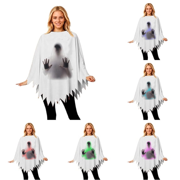DHFJKG Ghost Poncho For Women Halloween Spooky Ghost Cape Halloween Party Accessory