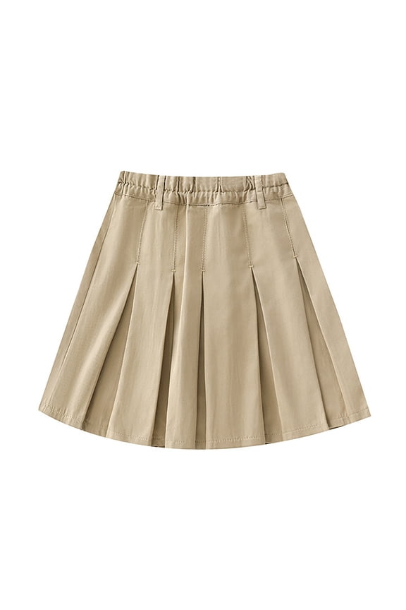 Gilrs Uniform Pleated Skirts With Built In Shorts Solid Color Skorts Casual A Line Skater Sport Stylish Skirt