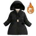 thumbnail image 1 of DHFJKG Girl's Padded Long Jacket Puffer Hooded Coats Fuzzy Lining Elastic Belt Zipper Thickened Overcoat With Pockets Versatile Outerwear, 1 of 5