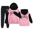 thumbnail image 1 of DHFJKG Girls 2 Piece Outfits Sweatsuits Letter Printed Pocket Long Sleeve Hoodies Ankle-Tied Pants Tracksuits Set Autumn Winter Cozy Outfit, 1 of 6