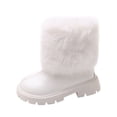 thumbnail image 1 of DHFJKG Girls Ankle Boots Snow Boots With Zipper Leather Upper Round Toe Lug Sole Non Slip Booties For Cold Weather Winter Gear Cozy Shoes, 1 of 8