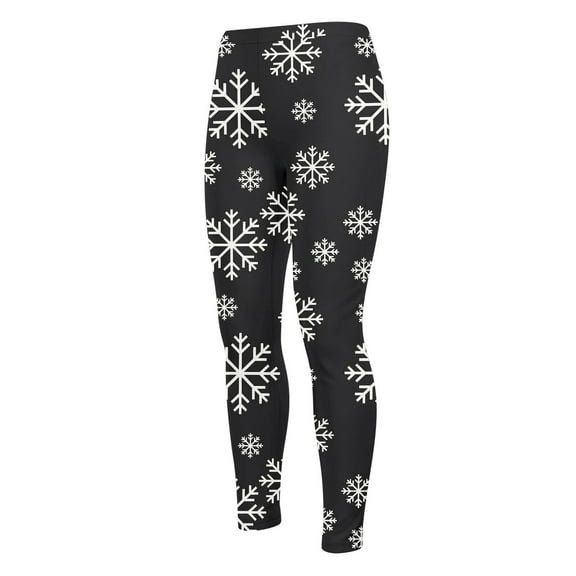 DHFJKG Girls Christmas Leggings Athletic Pants Snowflake Print Tight Yoga Pants With Stretch Waistband Workout Tights For Holiday Comfort Trousers