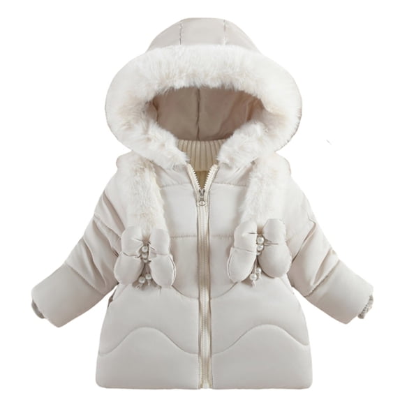 DHFJKG Girls Cute Puffer Coat Down Jacket Hooded Quilted Puffer Jacket With Fuzzy Tirm Kids Windbreak Insulated Winter Coat Soft Outerwear