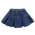 thumbnail image 1 of DHFJKG Girls Denim Pleated Skirts Elastic Waist Mini Jean Skirt Preppy Style Casual Daily Wear Size 1-6 Years Soft Skirt, 1 of 7