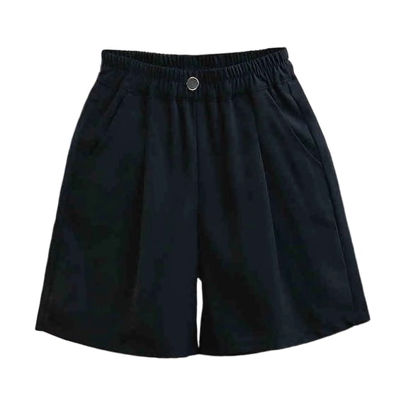 DHFJKG Girls Dress Shorts School Uniform Summer Elastic Waist Kids Dressy Shorts Stretchy Soft Solid Color 4-15Y Stylish Bottoms