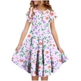thumbnail image 1 of DHFJKG Girls Floral Dress Flutter Sleeve Tiered Casual Party Dress Flowy A-Line Midi Sundress For Kids Teens 6-15Y Trendy Dresses, 1 of 5