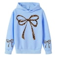 thumbnail image 1 of DHFJKG Girls Hoodies Kids Lightweight Oversized Sweatshirt Bow Leopard Printed Long Sleeve Pullover 3-14 Years Cozy Tops, 1 of 4
