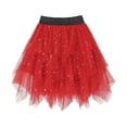 thumbnail image 1 of DHFJKG Girls Layered Mesh Skirt Tutu Sparkly Sequins Star Pattern Midi Length Party Dress Flowy Stylish Skirt, 1 of 7