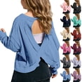 thumbnail image 1 of DHFJKG Girls Long Sleeve Crop Top Hallow Out Backless Loose Fit T Shirts With Thumb Hole Kids Workout Clothes 4-14Y Soft Tops, 1 of 9