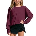 thumbnail image 1 of DHFJKG Girls Long Sleeve Crop Top Hallow Out Backless Loose Fit T Shirts With Thumb Hole Kids Workout Clothes 4-14Y Versatile Tops, 1 of 9