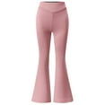 thumbnail image 1 of DHFJKG Girls Pants Bell Bottom Flare Solid Color High Waisted Leggings Size 5-14 Years Nice For School Daily Wear Soft Trousers, 1 of 5