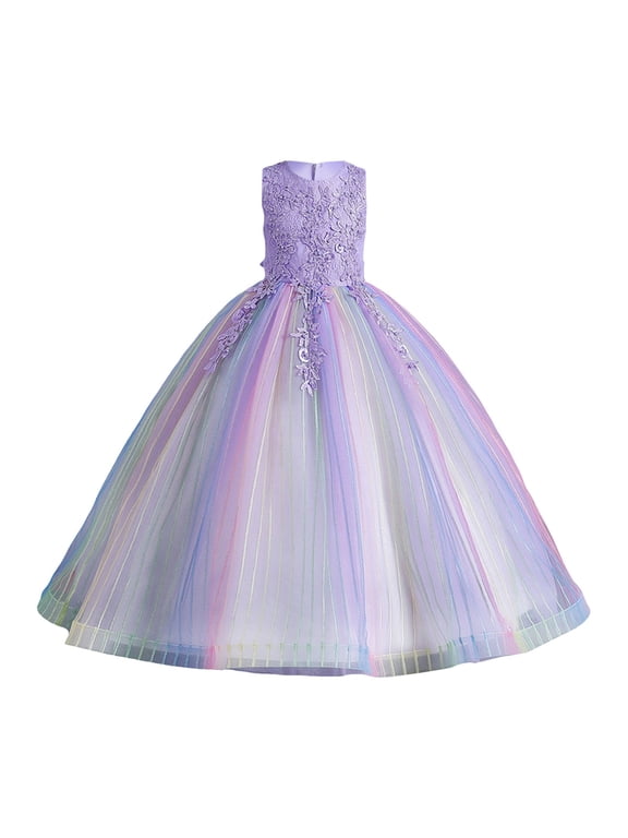 Girls Princess Flower Dress Prom Sleeveless Puffy Maxi Ball Gowns Wedding Performance Formal Wear Little Big Kids Stylish Dresses