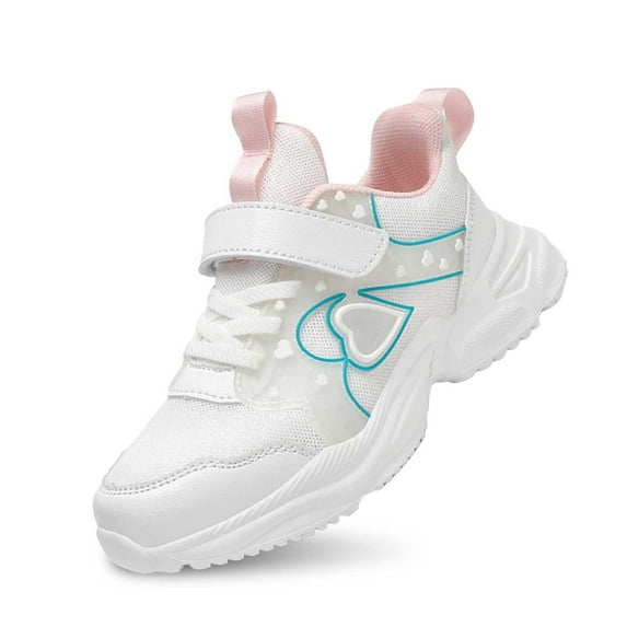 DHFJKG Girls Running Light Up Sneakers Breathable Mesh Heart Decoration Shoes For Kids Comfortable Non Slip Casual Sports Footwear Fashion Athletic Cozy Shoes