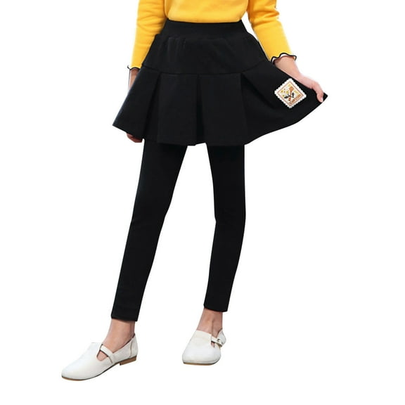 DHFJKG Girls School Uniform Pants Kids Leggings With Skirt Footless Pleated Skirts 3-14 Years Stylish Skirt