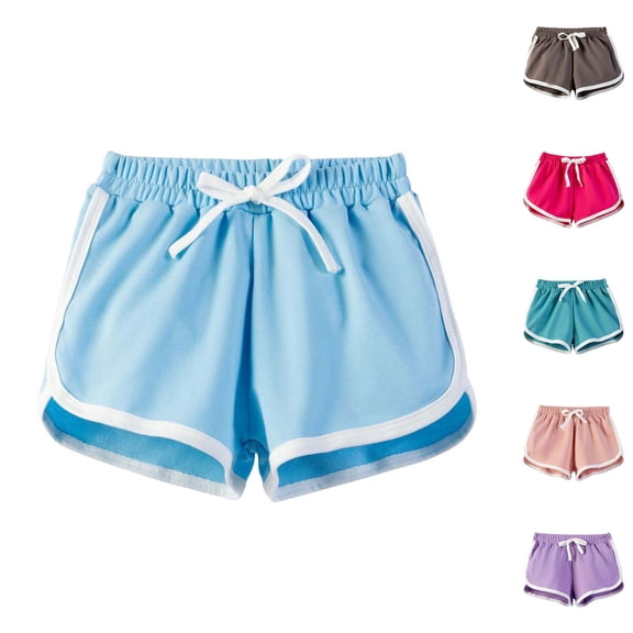 DHFJKG Girls Sweat Shorts For Kids Drawstring Elastic Waist Loose Fit Casual Beach Play Shorts Summer Hot Pants 4-12Y Versatile Bottoms