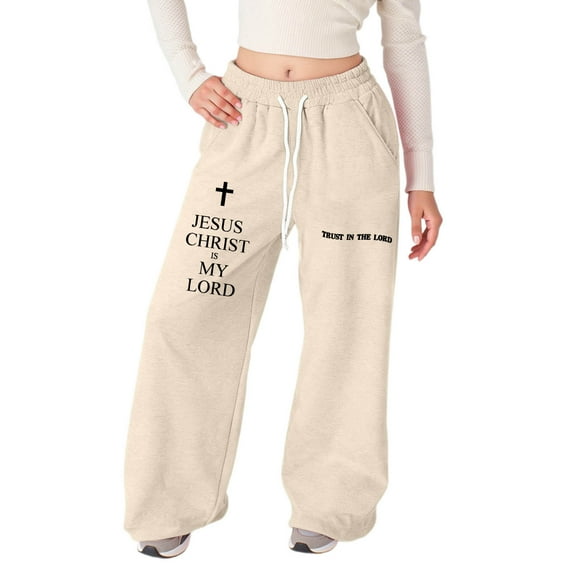 DHFJKG Girls Sweatpants Baggy Joggers Pants Letter Printed Athletic Elastic Waisted Pants For Kids Teens With Pocket Drawstring Trendy Trousers