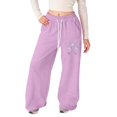 thumbnail image 1 of DHFJKG Girls Sweatpants Girls Bow Tie Wide Leg Jogger Pants Lightweight Straight Leg Athletic Sweatpants With Pockets Comfortable Trousers, 1 of 5