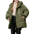 thumbnail image 1 of DHFJKG Girls Winter Long Puffer Oversized Lightweight Windproof Coat Thick Padded Jacket With Hood Solid Color Zipper Button Outwear Cozy Outerwear, 1 of 5