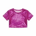 thumbnail image 1 of DHFJKG Glitter Crop Top For Girls Carnival Performance Wear Plaid Shiny Short Sleeve T-Shirts Dance Soft Tops, 1 of 4