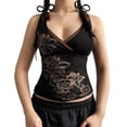 thumbnail image 1 of DHFJKG Gothic Tank Top Women Cropped Camisole Sleeveless V Neck Floral Printed Sexy Slim Fit Cami T-Shirts Night Out Wear Versatile Tops, 1 of 5