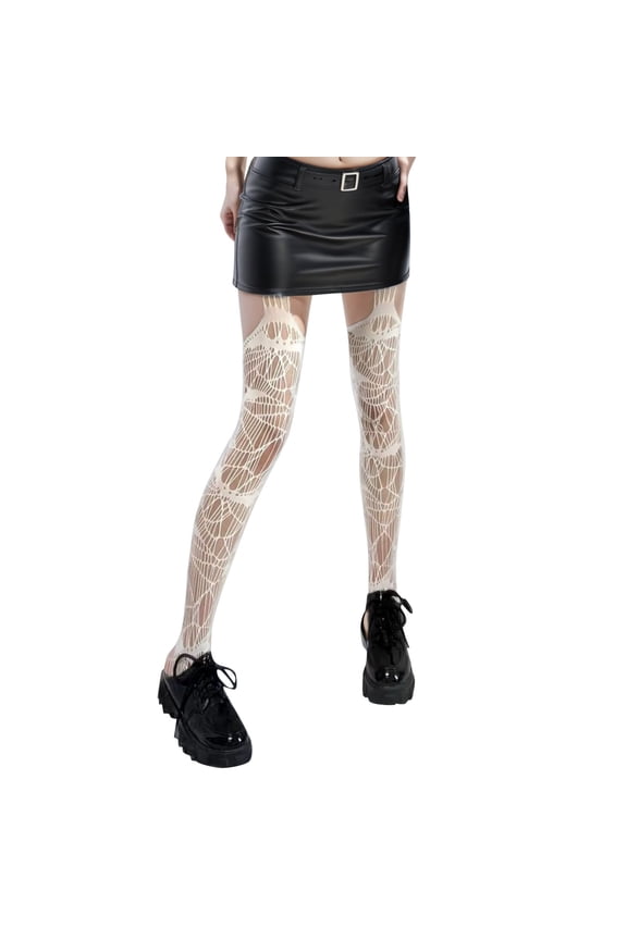 Gothic Tights For Women Fishnet Solid Color Stockings Hallow Out Mesh Footted Pantyhose
