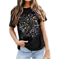 thumbnail image 1 of DHFJKG Graphic Tee For Women Short Sleeve T Shirt Floral Printed Round Neck Loose Fit Lightweight Summer Soft Tops, 1 of 3