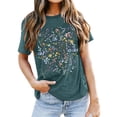 thumbnail image 1 of DHFJKG Graphic Tee For Women Short Sleeve T Shirt Floral Printed Round Neck Loose Fit Lightweight Summer Soft Tops, 1 of 4