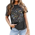 thumbnail image 1 of DHFJKG Graphic Tee For Women Short Sleeve T Shirt Floral Printed Round Neck Loose Fit Lightweight Summer Stylish Tops, 1 of 4