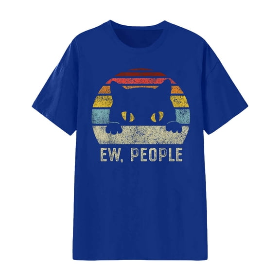 DHFJKG Graphic Tee Women Short Sleeve T Shirt Casual Crew Neck Loose Fit Soft Top For Everyday Wear Cute Cat Printed Versatile Tops