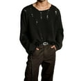 thumbnail image 1 of DHFJKG Hallow Out Ripped Sweater Mens Streetwear Long Sleeve Loose Fit Knit Pullover With Openwork Distressed Design Cozy Jumper Tops, 1 of 5