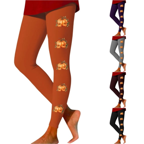 DHFJKG Halloween Leggings For Women Pumpkin Print High Waisted Workout Yoga Pants Fitness Running