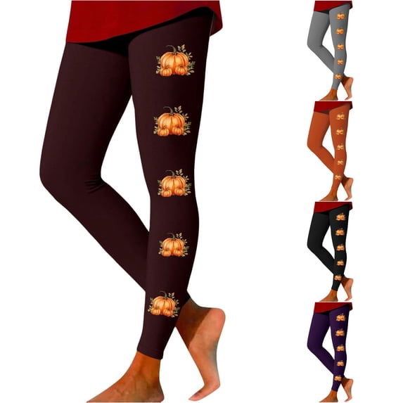 DHFJKG Halloween Leggings For Women Pumpkin Print High Waisted Workout Yoga Pants Fitness Running