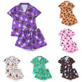 thumbnail image 1 of DHFJKG Halloween Pajamas For Women Set Short Sleeve Sleepwear Pumpkin Ghost Button Down 2 Piece Pjs, 1 of 7
