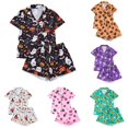 thumbnail image 1 of DHFJKG Halloween Pajamas For Women Set Short Sleeve Sleepwear Pumpkin Ghost Button Down 2 Piece Pjs, 1 of 7