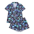 thumbnail image 1 of DHFJKG Halloween Pajamas Women Set Skull Print Button Down 2 Piece Pjs Short Sleeve Loungewear Set, 1 of 6
