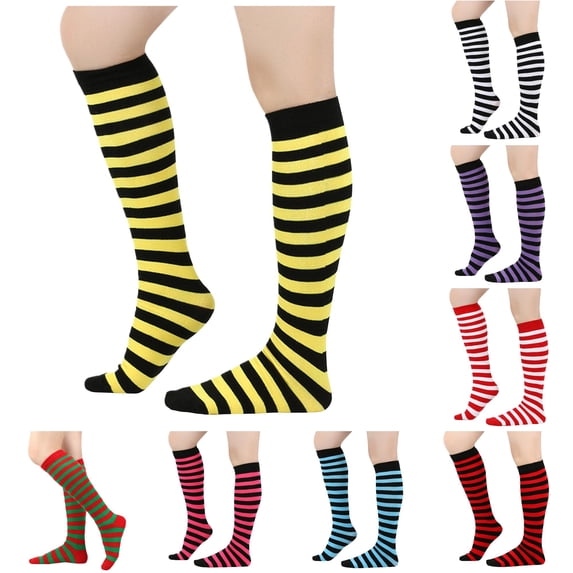DHFJKG Halloween Socks For Women Striped Knee High Socks, Cable Knit Long Stockings, Women's Halloween Gift