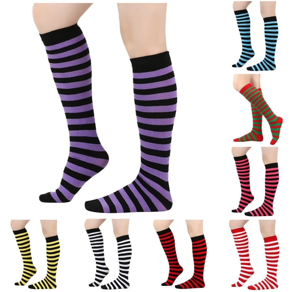 DHFJKG Halloween Socks For Women Striped Knee High Socks, Cable Knit Long Stockings, Women's Halloween Gift