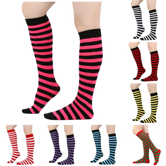 DHFJKG Halloween Socks For Women Striped Knee High Socks, Cable Knit Long Stockings, Women's Halloween Gift