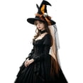 thumbnail image 1 of DHFJKG Halloween Witch Hat, Wide Brim Wizard Hat With Skull, Halloween Party Accessory, 1 of 3