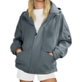 thumbnail image 1 of DHFJKG Heavyweight Plus Size Jacket For Men And Women Windproof Outdoor Hiking Soloid Color Zipper Cargo Coat With Hood Durable Workwear Fashionable Loose Fit All Season Casual Wear Classic Jackets, 1 of 4