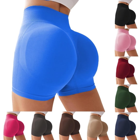 DHFJKG High Waist Biker Shorts For Women Workout Yoga Buttery Soft Ribbed Leggings Shorts For Fitness Athletic Gym