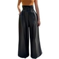 thumbnail image 1 of DHFJKG High Waist Wide Leg Pants For Women Fashion Trousers Metallic Glossy Night Out Comfortable Belted Stylish Trousers, 1 of 9