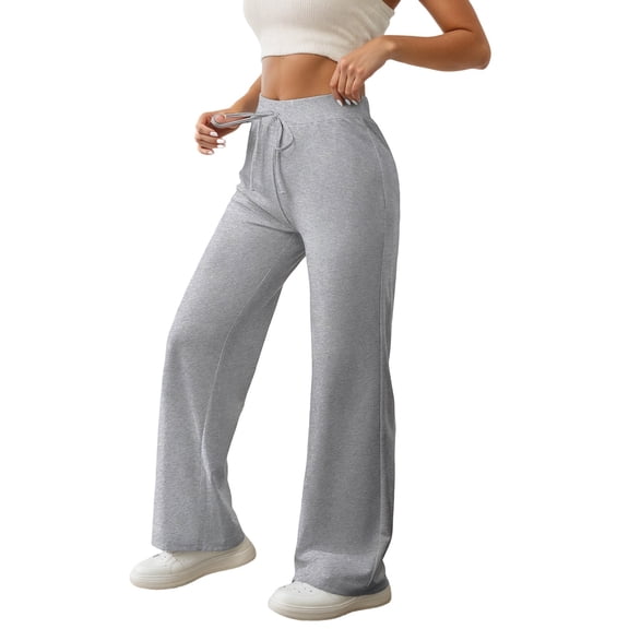 DHFJKG High Waist Yoga Pants Women Drawstring Flared Comfort Joggers Sweatpants Exercise Tummy Control Lightweight Workout Soft Trousers