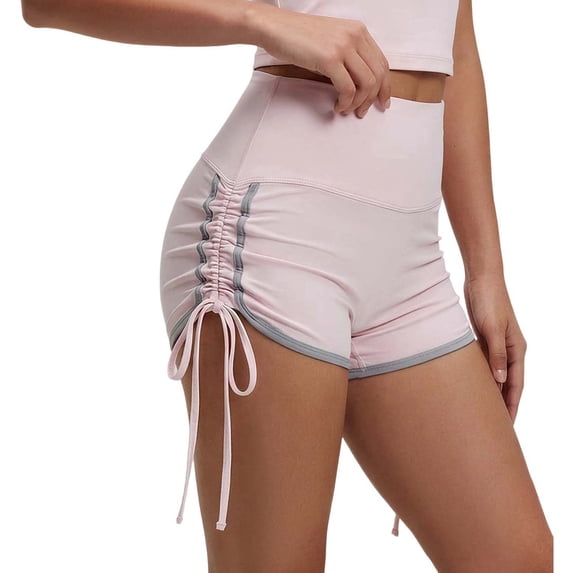 DHFJKG High Waist Yoga Shorts Women Running Biker Shorts Athletic Side Drawstring Buttery Soft Trendy Bottoms