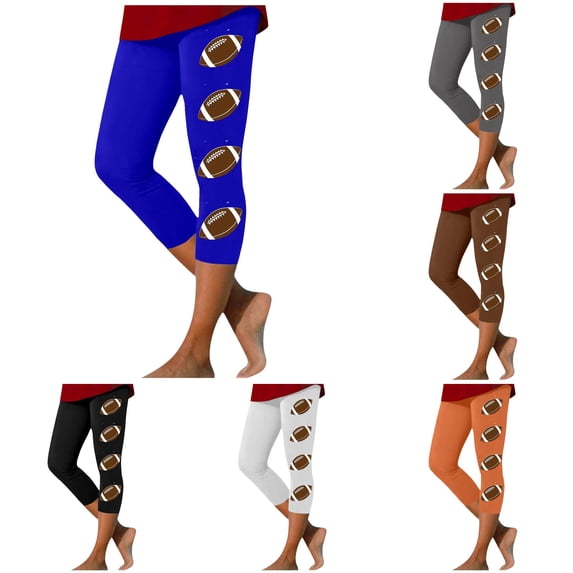 DHFJKG High Waisted Capri Leggings For Women Rugby Print Workout Leggings Yoga Pants