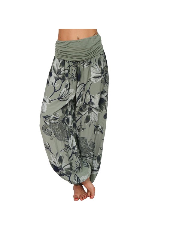 High Waisted Harem Pants For Women Bohemian Florla Printed Loose Fit Comfortable Tapered Pants Summer Beach Vacation Clothes Leisure Trousers