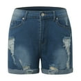 thumbnail image 1 of DHFJKG High Waisted Jean Shorts For Women Summer Distressed Ripped Loose Fit Straight Leg Rolled Hem Denim Shorts With Pockets Stylish Bottoms, 1 of 9