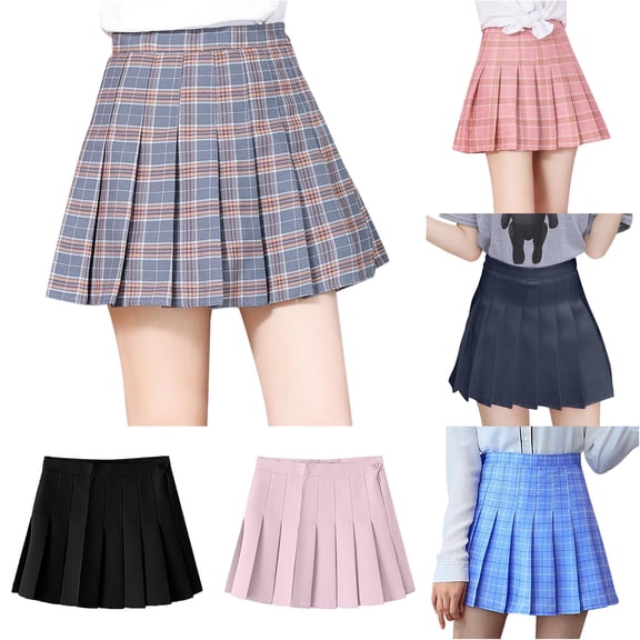 DHFJKG High Waisted Skirts For Women Pleated A-Line Preppy Style Skater Mini Skirts Casual Summer Outfit